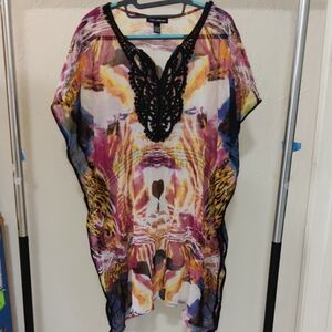 Club Collection Swimsuit Cover-up Sheer Animal Print Size L
